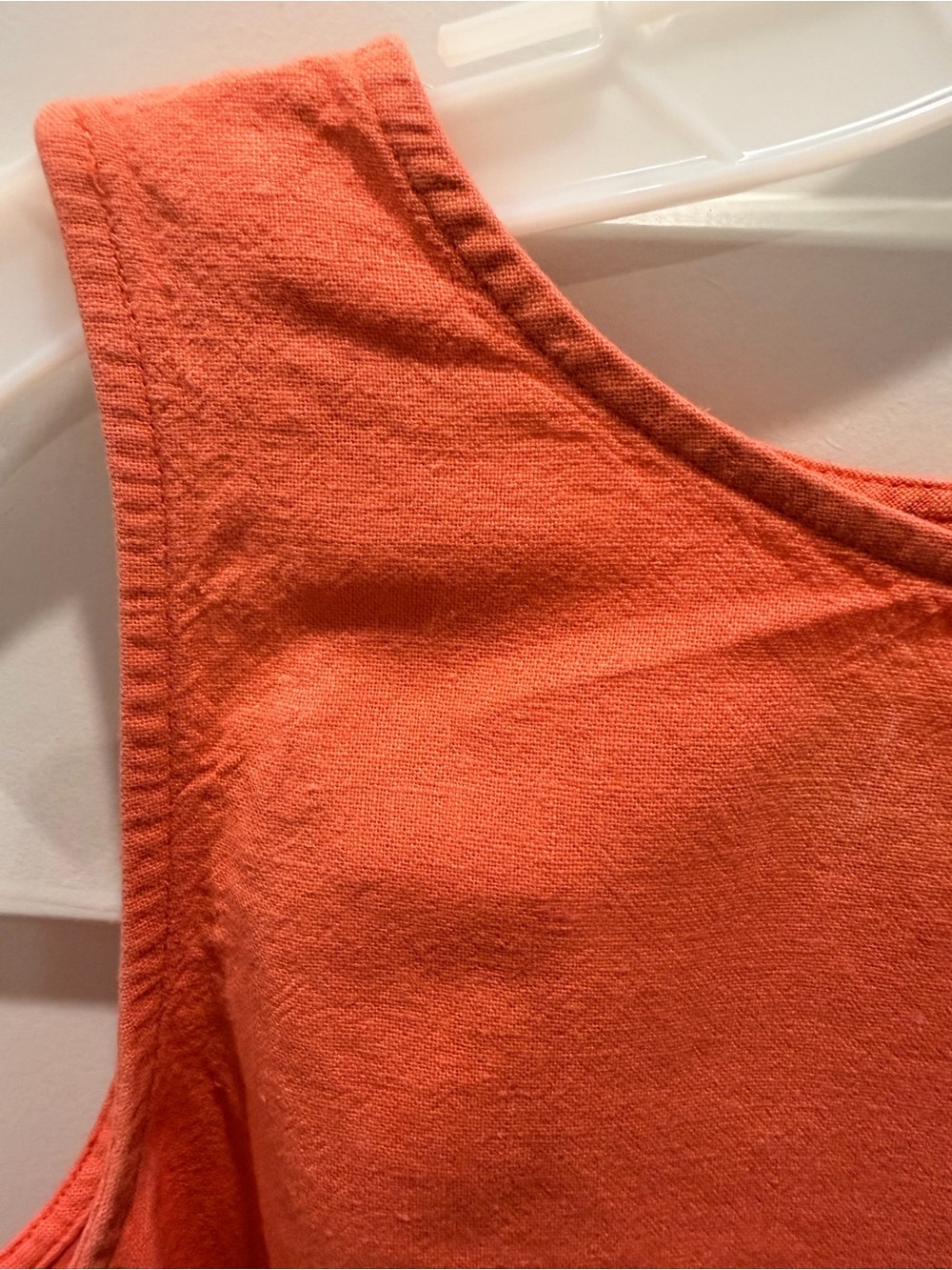 Casual Corner Annex Petite Medium Coral Linen Blend Shift Dress Sleeveless PM 10 - Picture 2 of 8